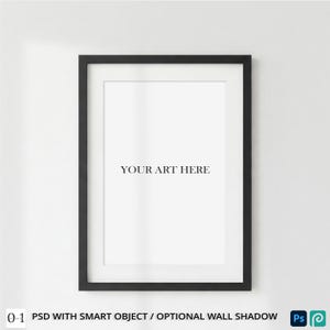 Cadre noir moderne Midnight Edge de rapport 2-3 avec maquette de tapis | PSD | Ombre en option