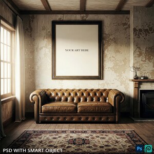 Large Wall Art Mockup in Vintage Living Room