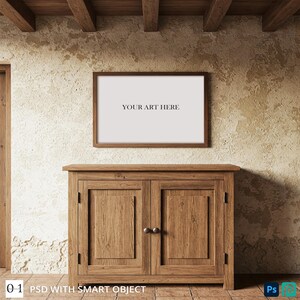 Farmhouse Hallway Frame Mockup: Rustic Wall Art Display (PSD File)