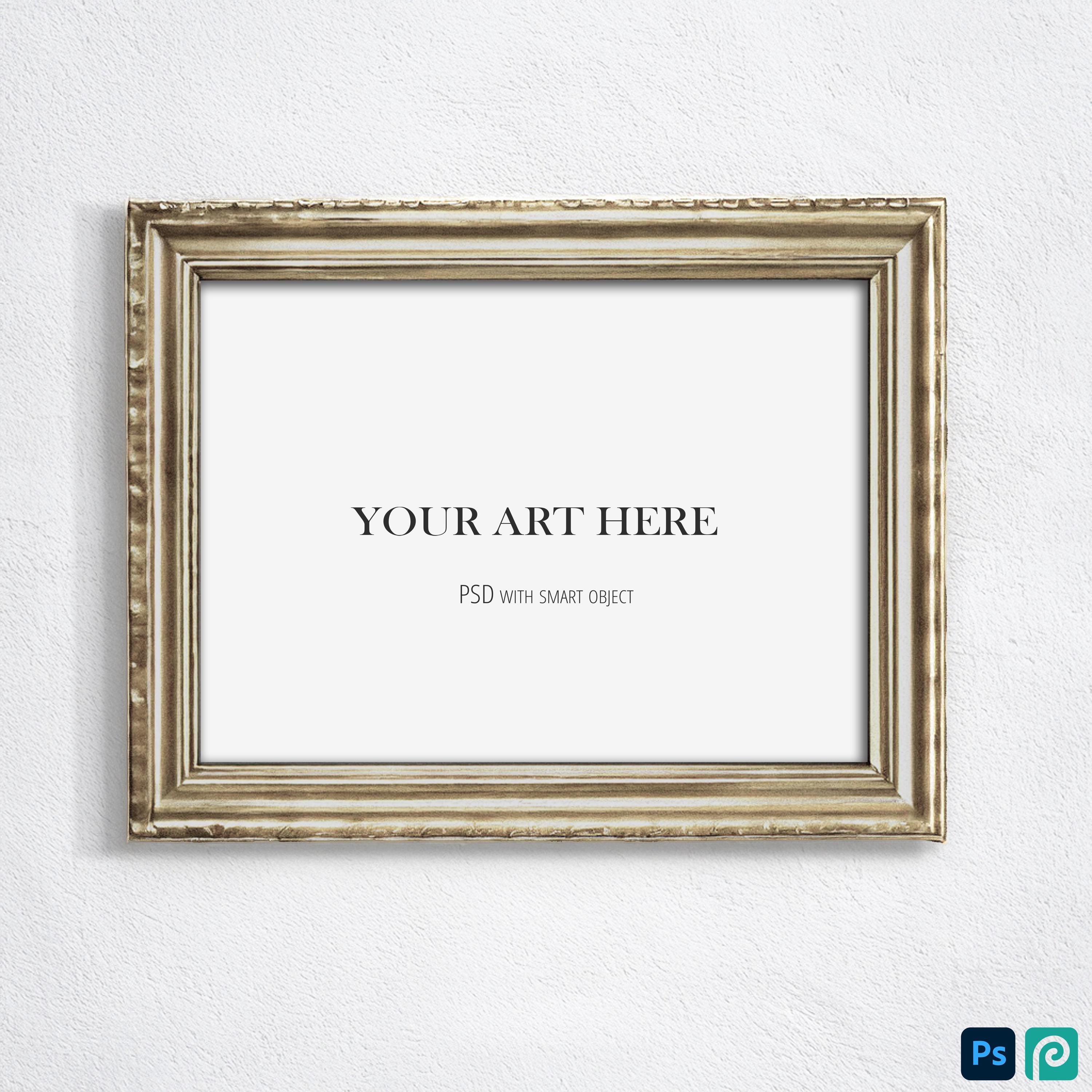 Horizontaler Rahmen Mockup | Seenot Gold | Fine Art Mockup | Mit Optionalen Wand Schatten