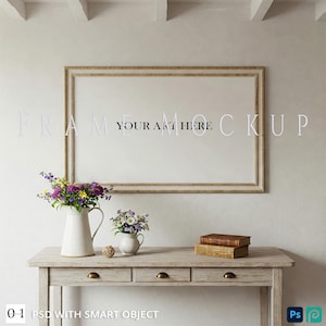 Horizontaler Kunstrahmen Mockup - Landhaus-Stil | Flur Rahmen Mockup PSD