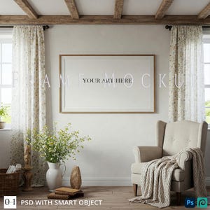 Farmhouse Living Room Wall Art Frame Mockup | PSD Template Mockup