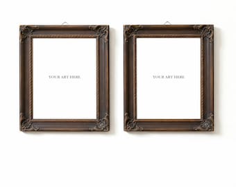 Vintage Frame Mockup Set of 2 | Ornate Double Wall Art Display | 4x5 Ratio