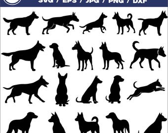 Dog Svg Bundle, Dog Silhouette Svg Png Eps Jpg Dxf, Pet Animal Vector Files for Cricut, Puppy Svg Cut Files, Dog Clipart Bundle for Crafts