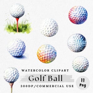 Imágenes prediseñadas de pelota de golf, PNG de golf en acuarela, ilustración de pelota deportiva, imágenes prediseñadas de pelota de golf, arte deportivo digital, imágenes de álbumes de recortes, uso comercial