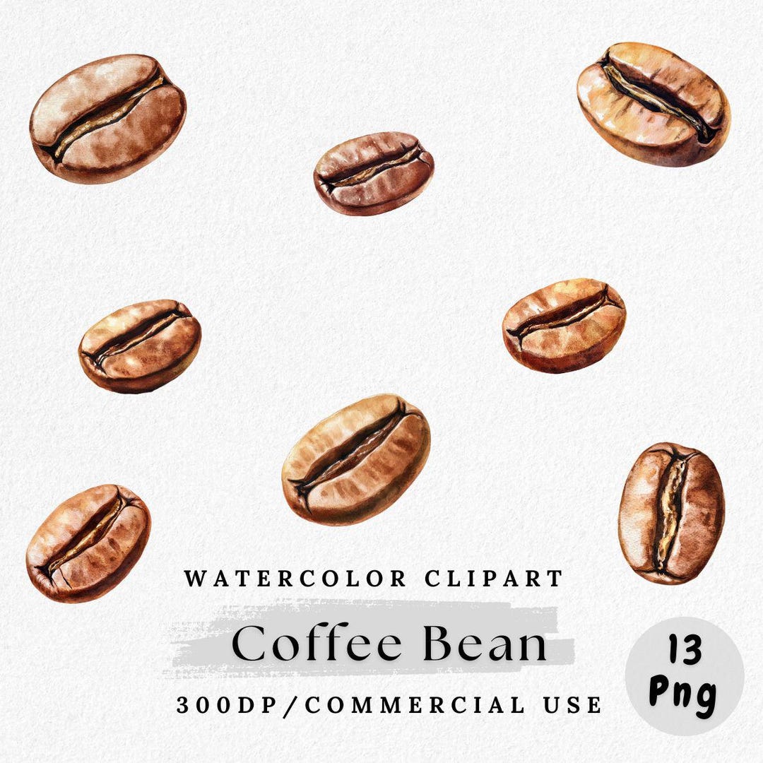 Aquarell Kaffeebohne Clipart: Cafe Art, Scrapbook Bilder (digitaler  Download) - Etsy Österreich, image size:1080x1080