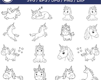 Unicorn SVG Bundle for Cricut, Cute Unicorn SVG Designs, Magical Unicorn Clipart Set, Kids Unicorn Cut Files, Fantasy Unicorn Line Art