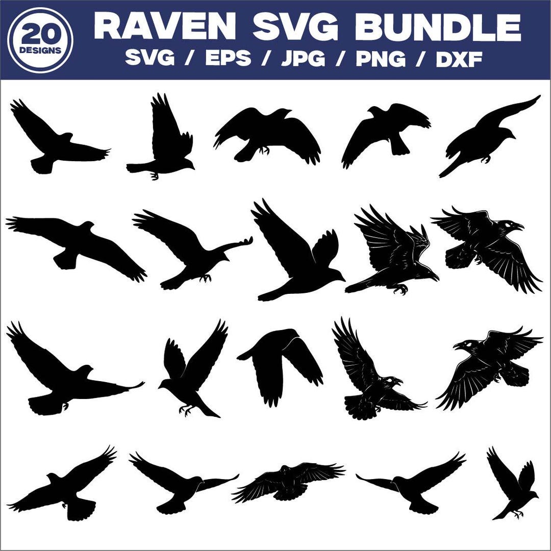 Raven SVG Bundle, Raven Bird Vector for Cricut, Black Bird Svg Png Eps ...