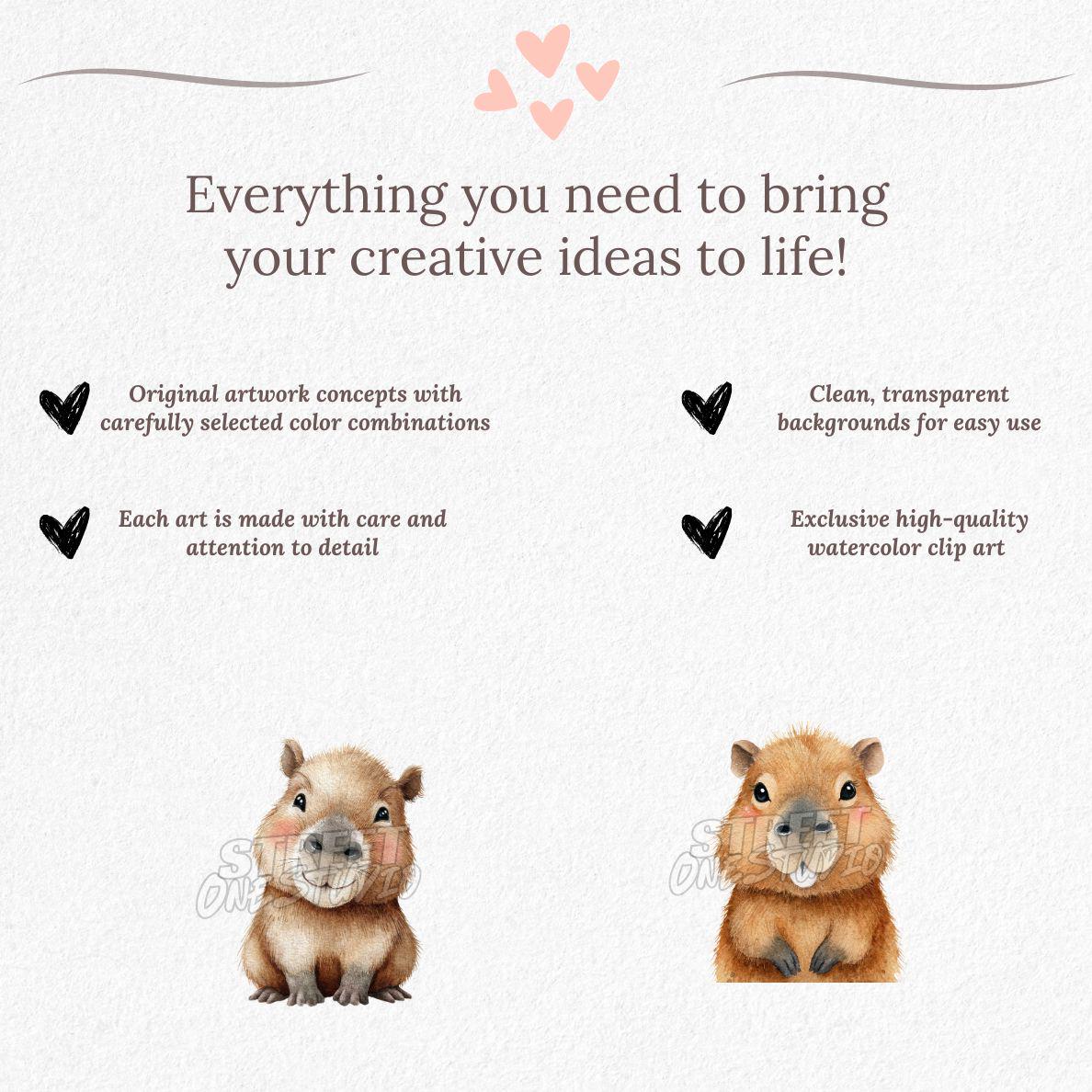 Watercolor Capybara Clipart Bundle: Funny Jungle Animal PNG (digital ...
