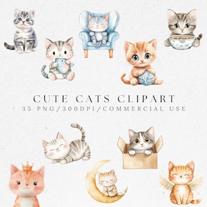 Cat Breeds Clipart PNG, Cute Kitten Illustration, Cat Clip Art, Sleeping and Stretching Cats PNG, Curious cats Poses, Cat Clipart PNG, Cats