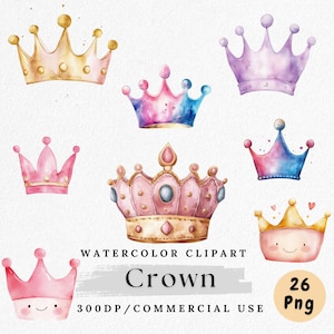 Crown Clipart Cartoon, Watercolor Royal Crown PNG, Cute Cartoon Crowns clip art, Princess Crown Clip Art, Fairytale Crown Graphic, Digital