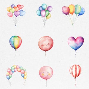Balloon Clipart PNG, Colorful Balloons Png, Party Decor, Birthday Balloons png, Party Balloon Clip Art, Watercolor Balloons, Balloons PNG