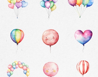 Watercolor Balloon Clipart: Party Decor PNG (Digital Download)