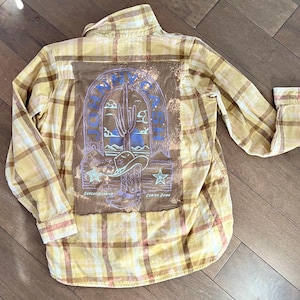 Unique Upcycled Flannel Shirt | Plaid Repurposed Button-Up | Eco-Friendly Clothing I Johnny Cash I Size Medium
