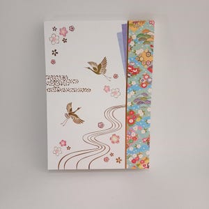 Japanese pattern mini letter paper, crane and running water, daiso.