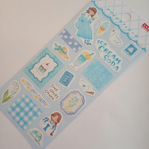 Pegatina japonesa "Cafetería Awairo, helado con soda", Daiso