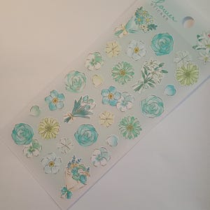 Japanischer Blumenaufkleber "Mintgrün", Daiso