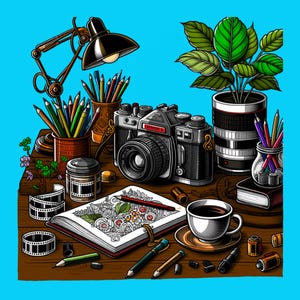 5 Cool Retro Photography Colouring Pages