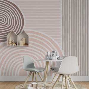 Kids Room Wallpaper - Vector Line Art Hill Wallpaper | Soft Toned Modern Kids & Nursery Wall Decor