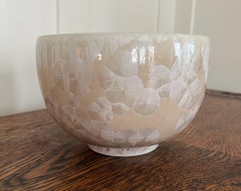 Hand-Thrown Crystalline Glaze Signed Porcelain Bowl