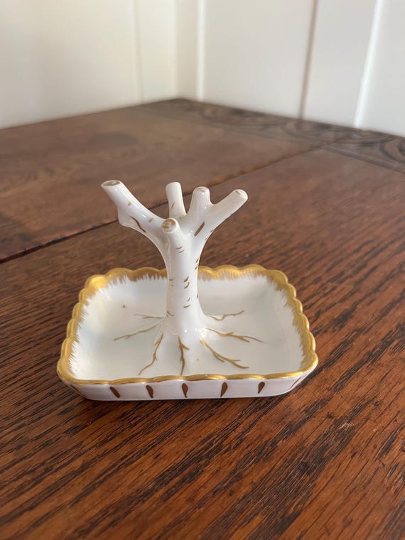 Vintage Limoges France Porcelain Tree Ring Dish