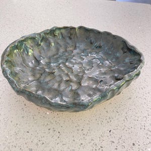 Vintage iridescent, signed studio pottery bowl