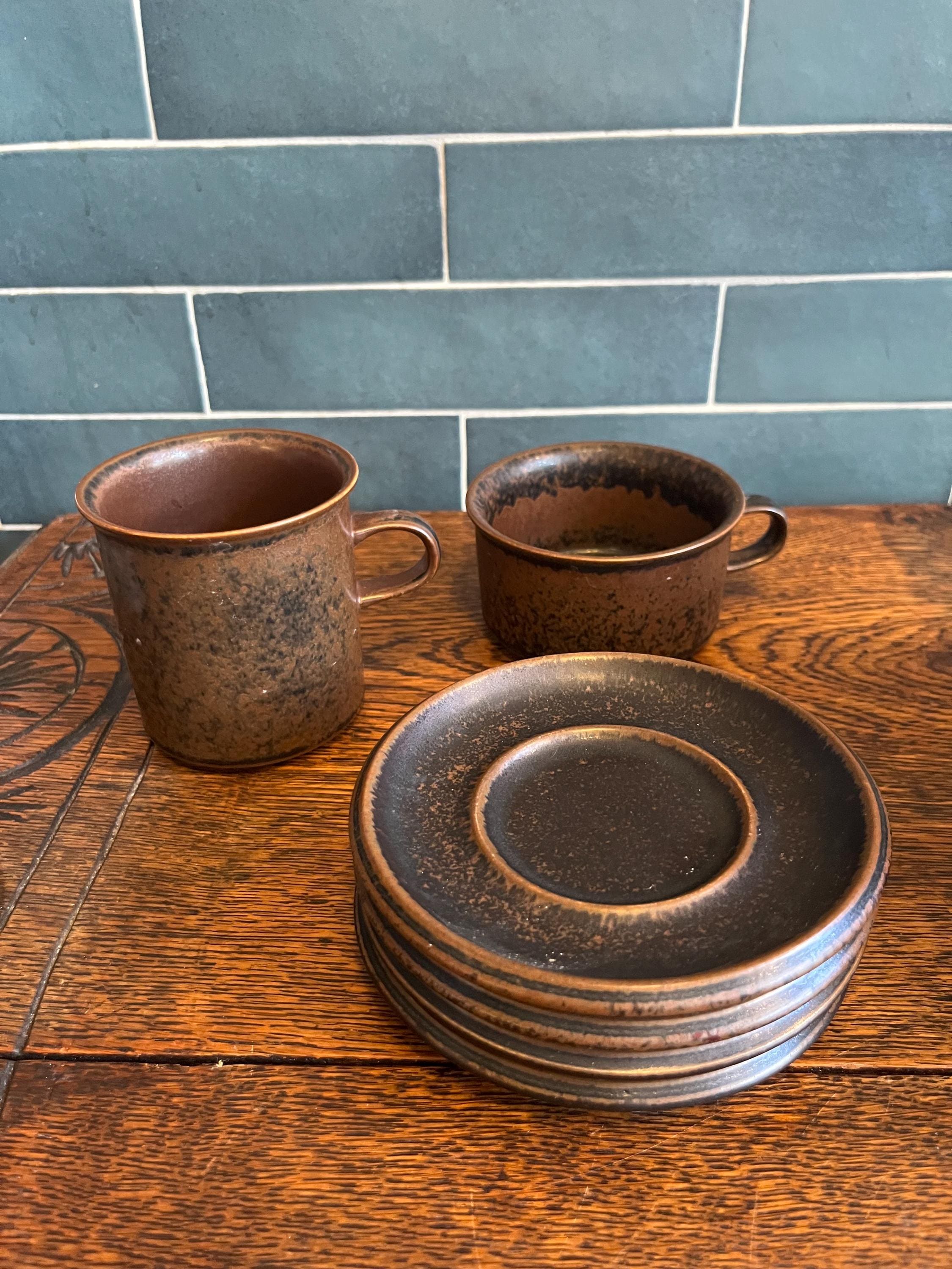 キッチン食器 *arabia ☘ brown leaf cup ＆ saucer (b)
