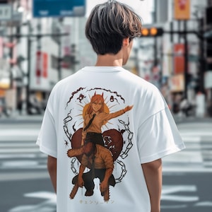 チェンソーマン シャツ - ポチタ チェンソーマン グッズ | パワー＆デンジ グラフィックTシャツ | オーガニックコットン カスタムアニメデザイン | パーソナライズギフト