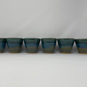 Charming Handcrafted Ceramic Cup Set - 6 Unique Cups with Blues, Greens & Carved Details!