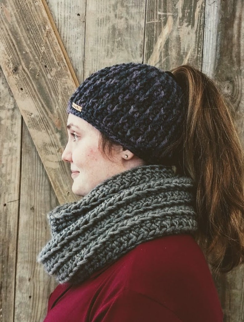 READY TO SHIP Motley purple Sidney messy bun hat
