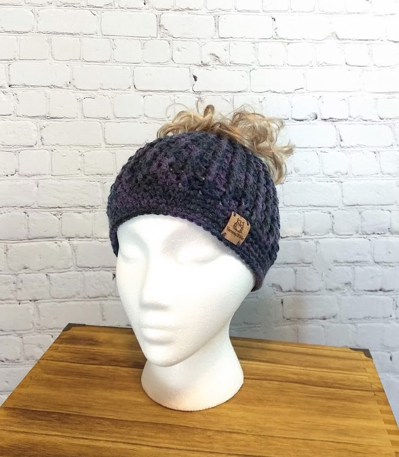 READY TO SHIP Motley purple Sidney messy bun hat