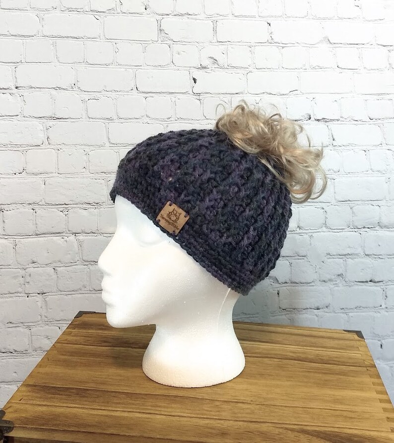 READY TO SHIP Motley purple Sidney messy bun hat