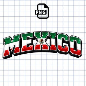 Puede incluir: Un gráfico tridimensional de la palabra MEXICO en una fuente negrita y arqueada. Cada letra presenta un acabado brillante con franjas horizontales de color verde, blanco y rojo, imitando la bandera mexicana. La letra X central incluye el emblema nacional.