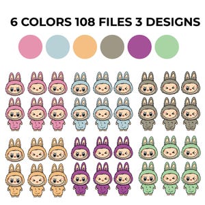 Labubu Designs SVG Bundle, Labubu Clipart, Labubu PNG, Cute Labubu Vector, Cartoon Character SVG, Cricut Cut Files, Digital Download, Labubu