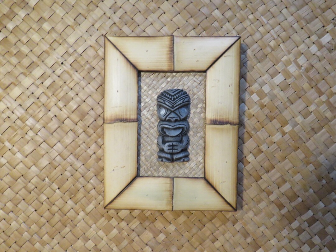 Framed Tiki Bar Wall Art-maori Style Tiki Carving- New Zealand