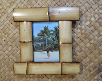 4 x 6" Hand made Bamboo frame for vintage postcards, photos,etc Perfect Polynesian inspired decor for Tiki bars and enchanted tiki rooms