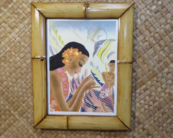 9 x 12" Hand made Bamboo frame for photos,Matson menu size  Perfect Polynesian inspired decor for Tiki bars and enchanted tiki rooms