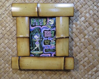 4 x 6" Hand made Bamboo frame for vintage postcards, photos,etc Perfect Polynesian inspired decor for Tiki bars and enchanted tiki rooms