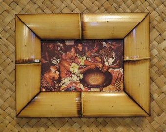 4 x 6" Hand made Bamboo frame for vintage postcards, photos,etc Perfect Polynesian inspired decor for Tiki bars and enchanted tiki rooms