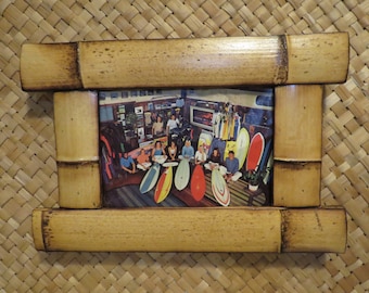 5 x 7" Hand made Bamboo frame for photos, prints,magazines, etc Perfect Polynesian inspired decor for Tiki bars and enchanted tiki rooms