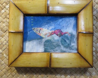 5 x 7" Hand made Bamboo frame for photos, prints,magazines, etc Perfect Polynesian inspired decor for Tiki bars and enchanted tiki rooms