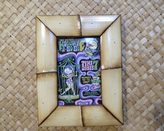 4 x 6" Hand made Bamboo frame for vintage postcards, photos,etc Perfect Polynesian inspired decor for Tiki bars and enchanted tiki rooms