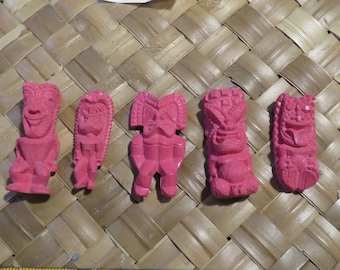 Tiki Pendants Lot# 31 Set of 5 Classic vintage Hawaiian recast Tiki Pieces - Use these unfinished tikis for your DIY craft projects