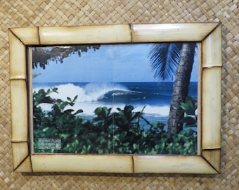 11 x 17" Hand made Bamboo frame for photos, prints,posters, etc Perfect Polynesian inspired decor for Tiki bars and enchanted tiki rooms