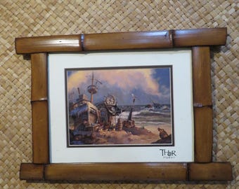 11 x 14" Hand made Bamboo frame for photos, prints,posters, etc Perfect Polynesian inspired decor for Tiki bars and enchanted tiki rooms