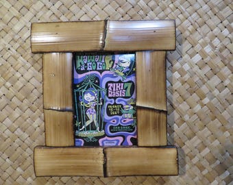 4 x 6" Hand made Bamboo frame for vintage postcards, photos,etc Perfect Polynesian inspired decor for Tiki bars and enchanted tiki rooms