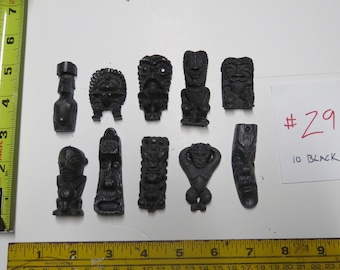 Tiki Pendants Lot# 29 Set of 10 Classic vintage Hawaiian recast Tiki Pieces - Use these unfinished tikis for your DIY craft projects