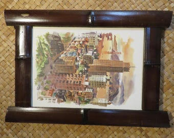 9 x 12" Hand made Bamboo frame for photos,Matson menu size  Perfect Polynesian inspired decor for Tiki bars and enchanted tiki rooms