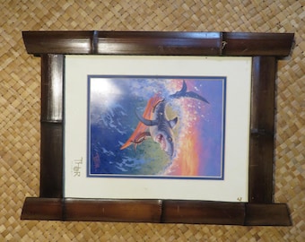 11 x 14" Hand made Bamboo frame for photos, prints,posters, etc Perfect Polynesian inspired decor for Tiki bars and enchanted tiki rooms