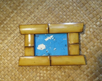 4 x 6" Hand made Bamboo frame for vintage postcards, photos,etc Perfect Polynesian inspired decor for Tiki bars and enchanted tiki rooms